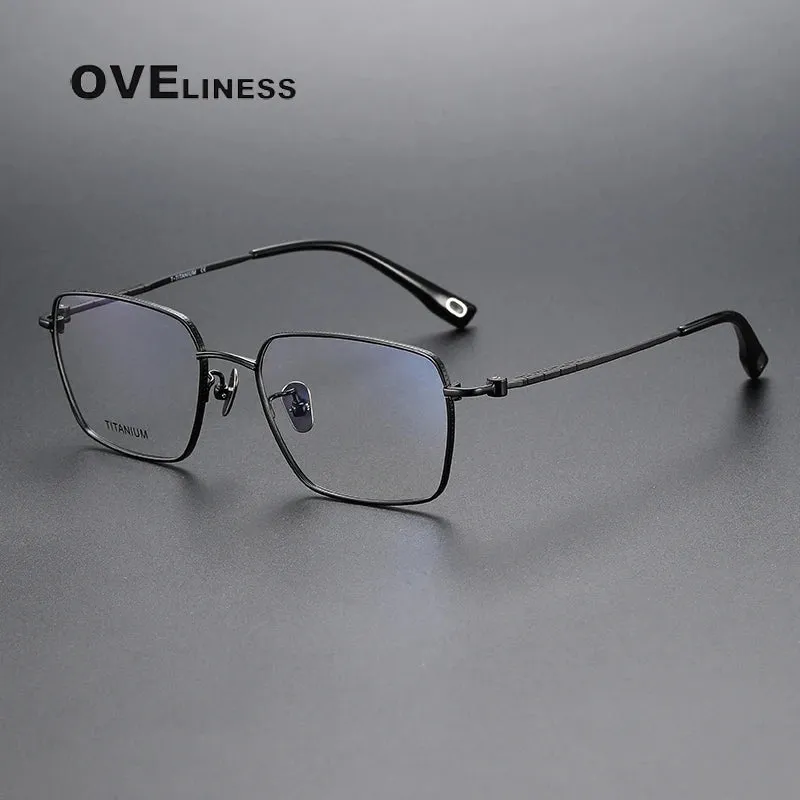 Oveliness Men's Full Rim Square Titanium Eyeglasses 80908