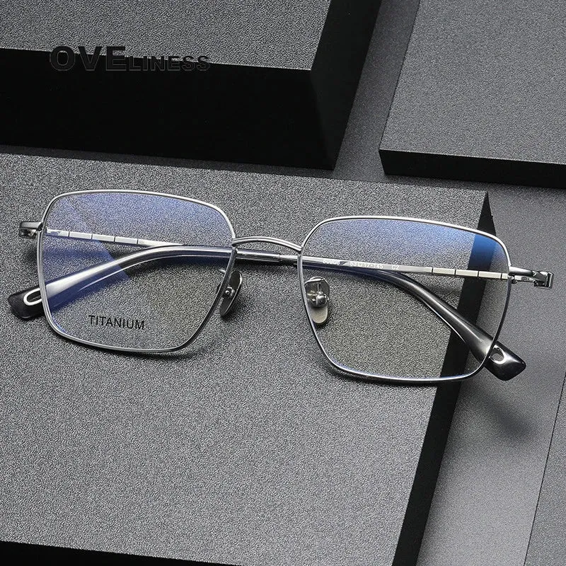 Oveliness Men's Full Rim Square Titanium Eyeglasses 80908