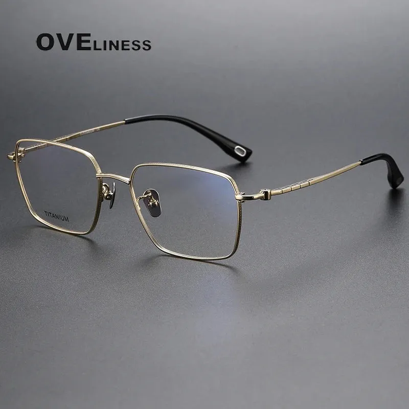 Oveliness Men's Full Rim Square Titanium Eyeglasses 80908