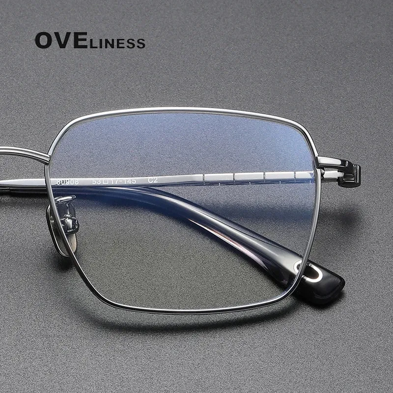 Oveliness Men's Full Rim Square Titanium Eyeglasses 80908