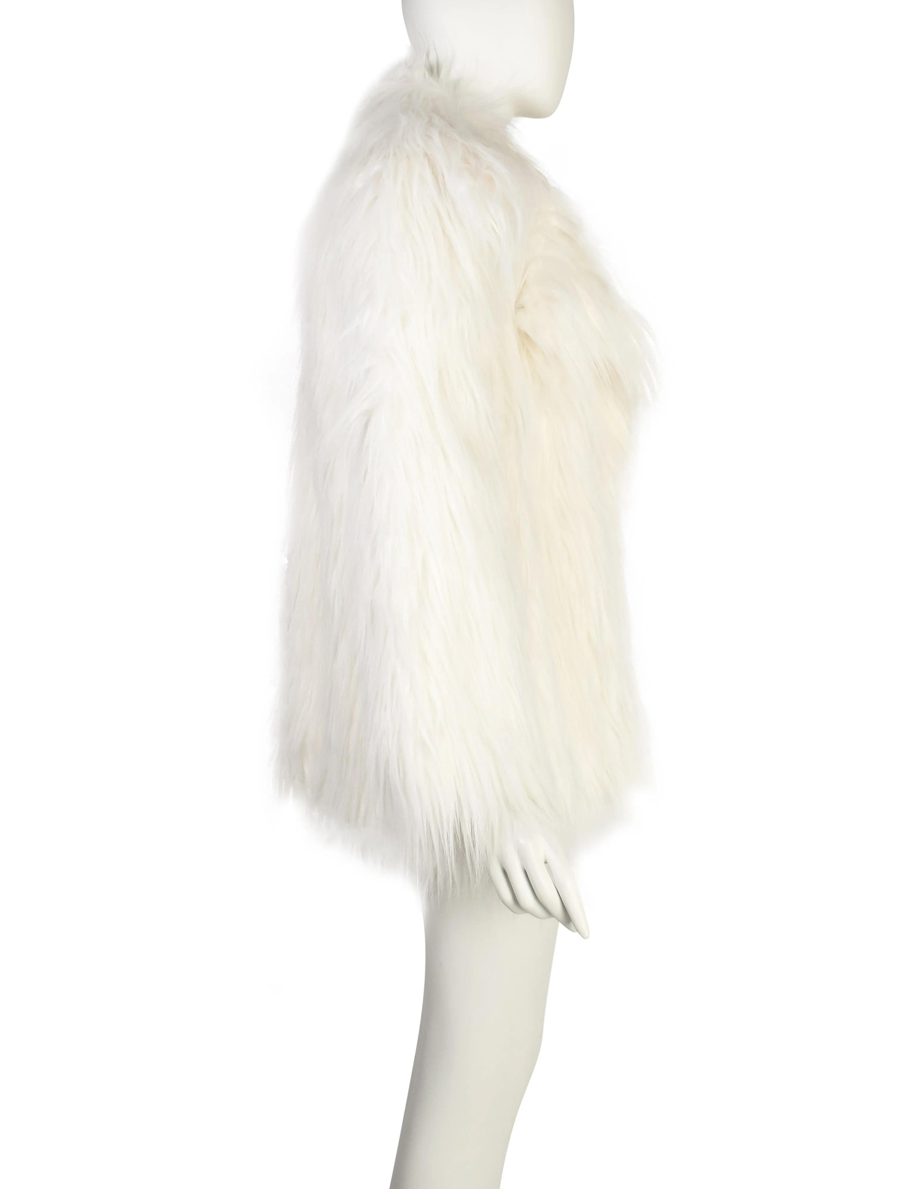 Plein Sud Vintage White Faux Fur Coat