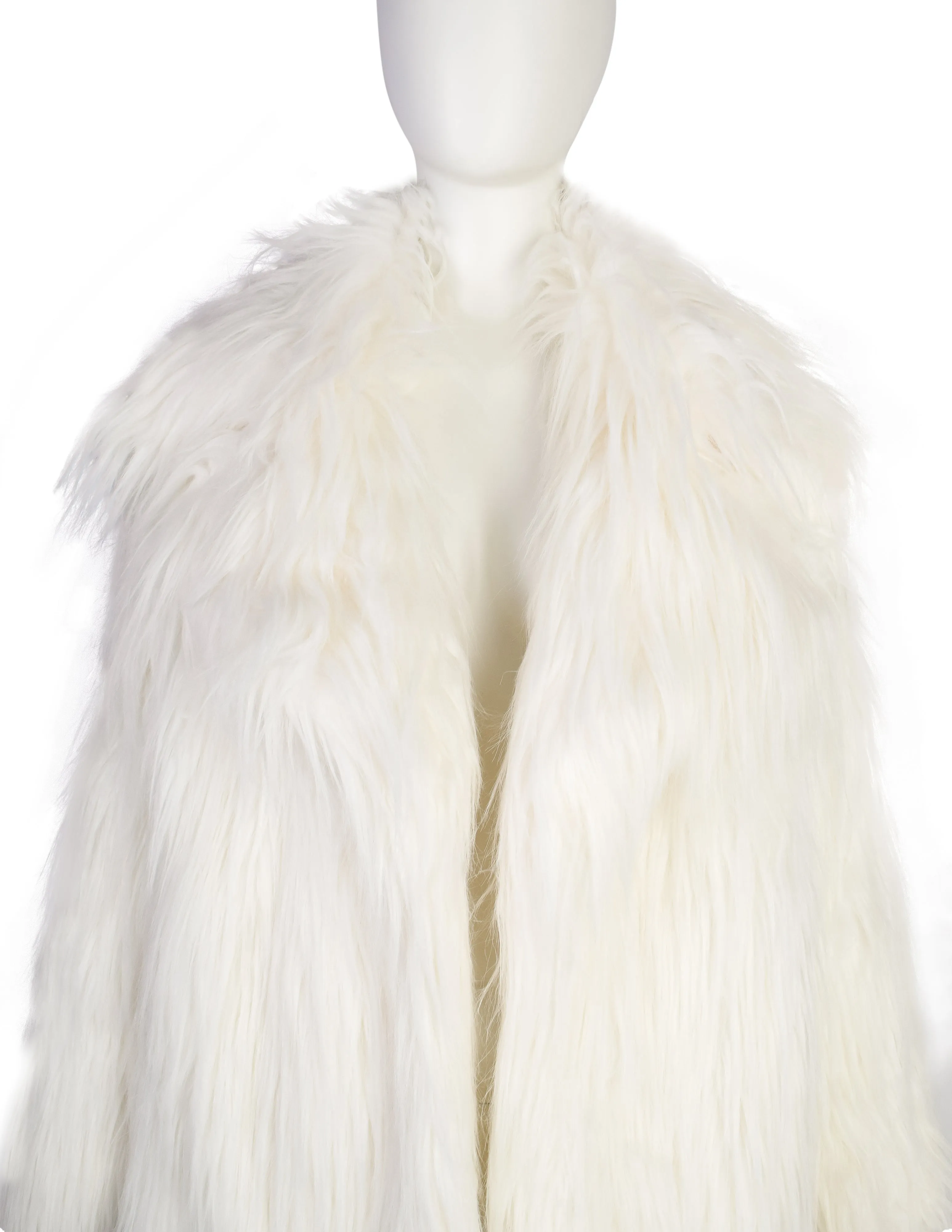 Plein Sud Vintage White Faux Fur Coat