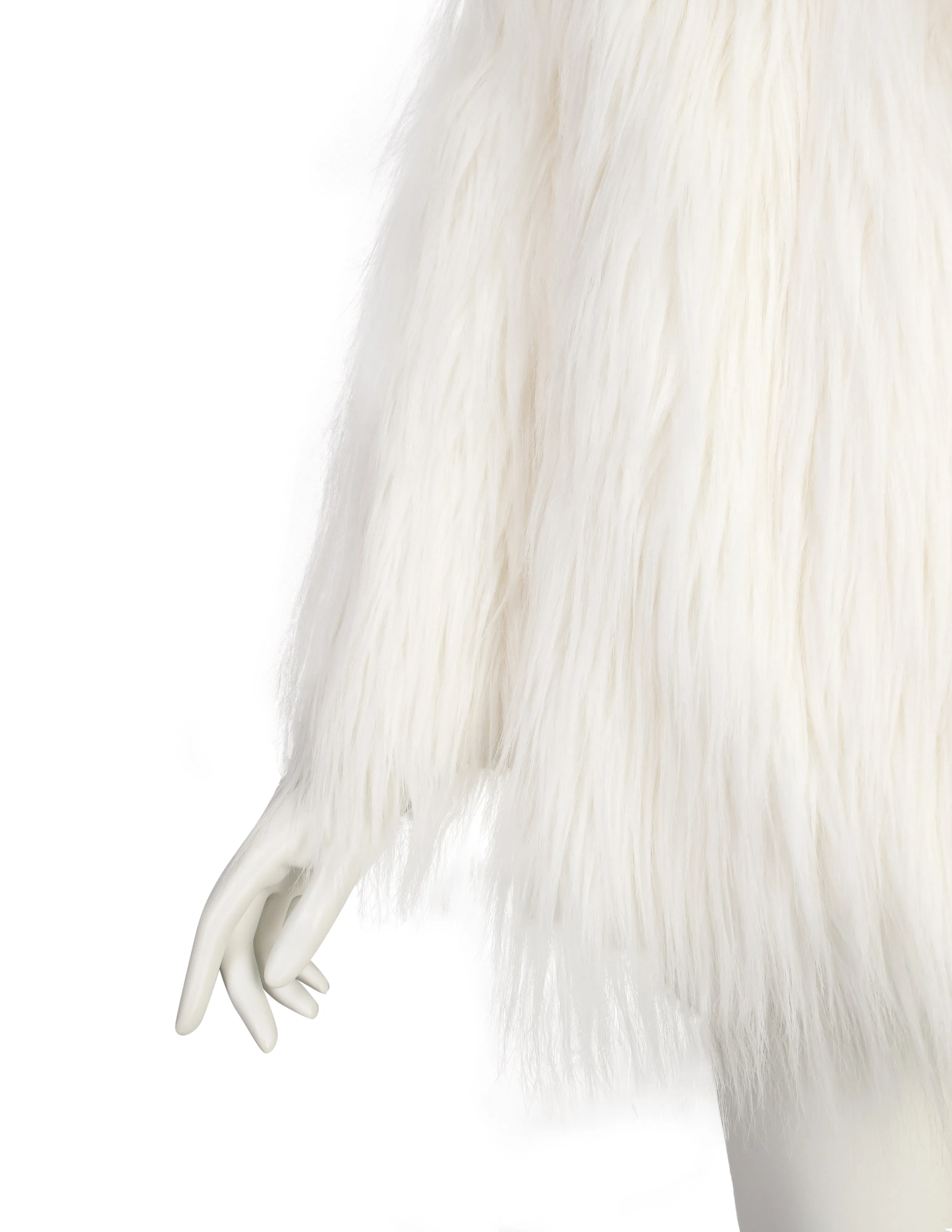 Plein Sud Vintage White Faux Fur Coat