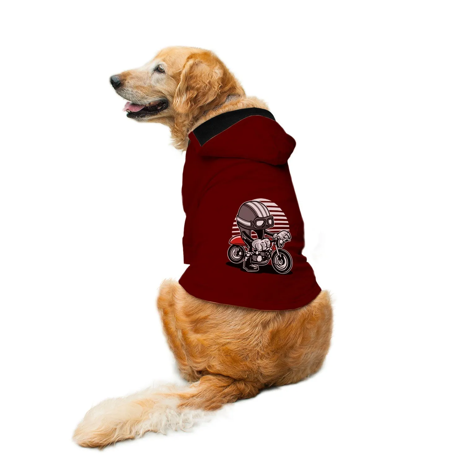 "Caferacer Helmet" Printed Dog Hoodie Jacket