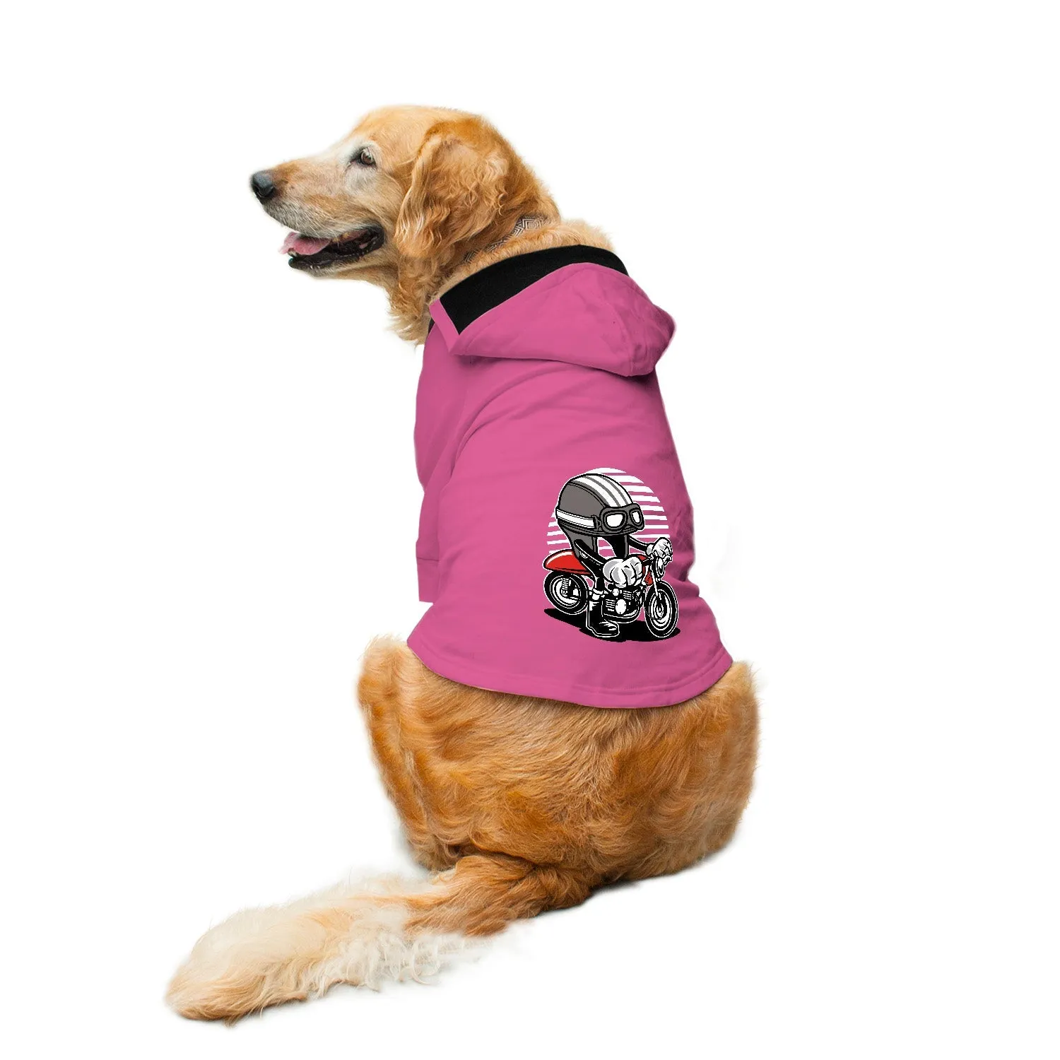 "Caferacer Helmet" Printed Dog Hoodie Jacket