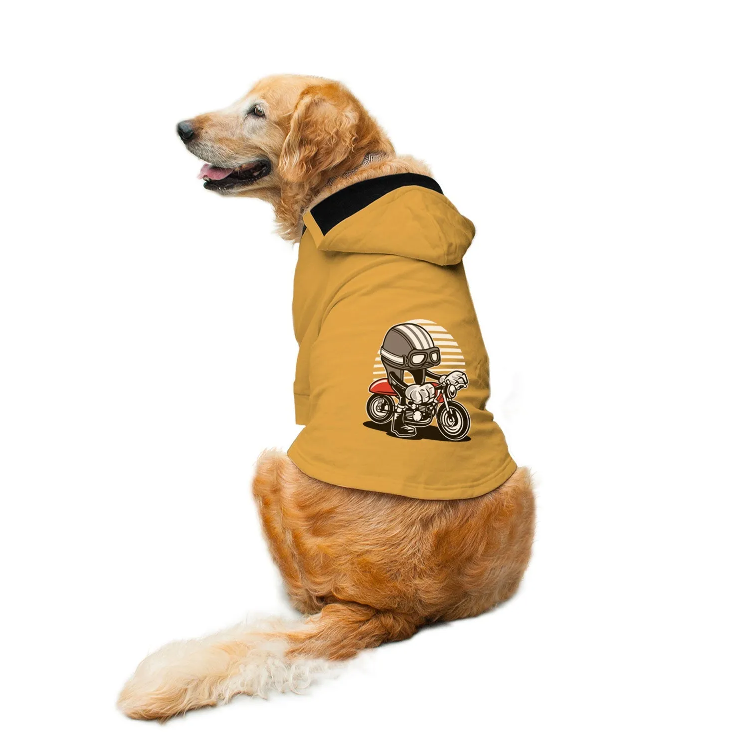 "Caferacer Helmet" Printed Dog Hoodie Jacket