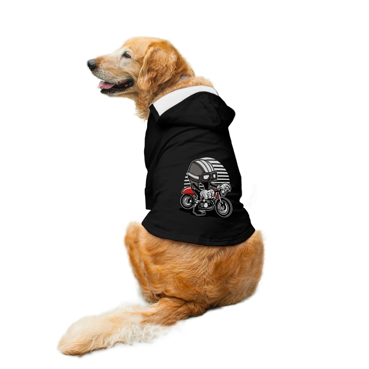 "Caferacer Helmet" Printed Dog Hoodie Jacket