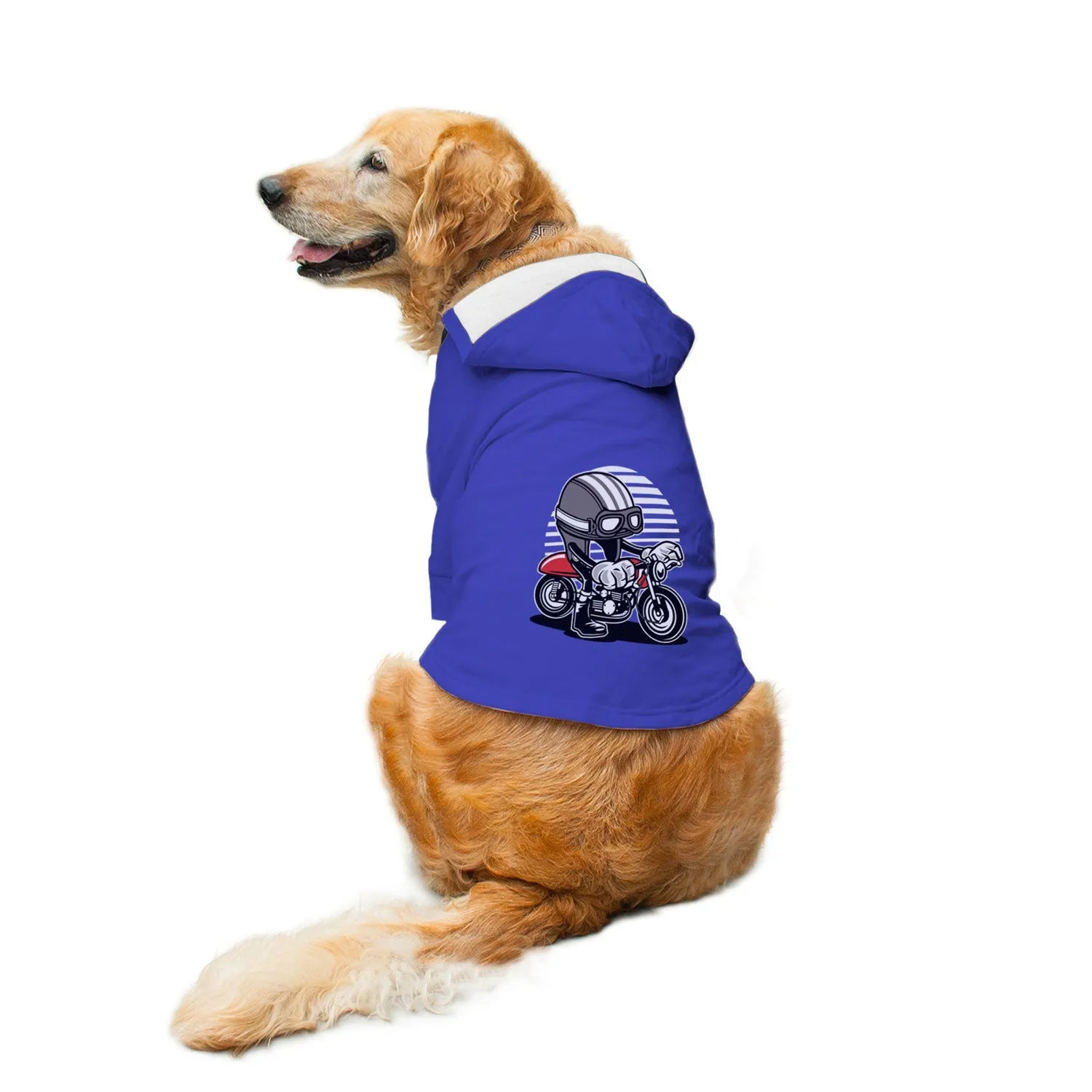 "Caferacer Helmet" Printed Dog Hoodie Jacket