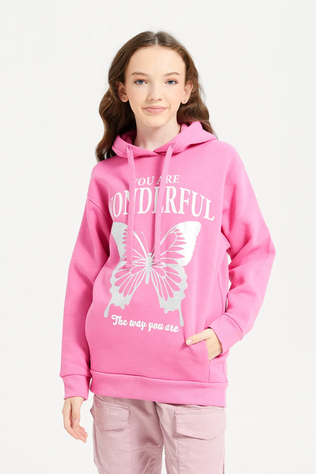 Senior Girls Fuchsia Printed Sweatshirt