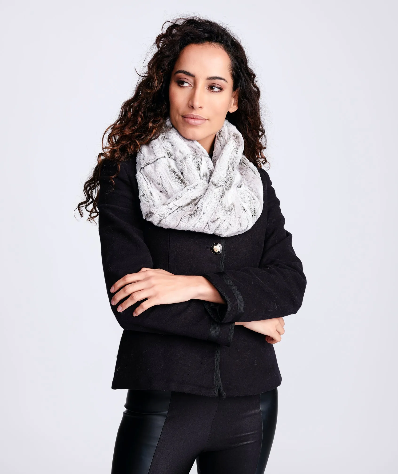 Silver Grey Faux Fur Snood