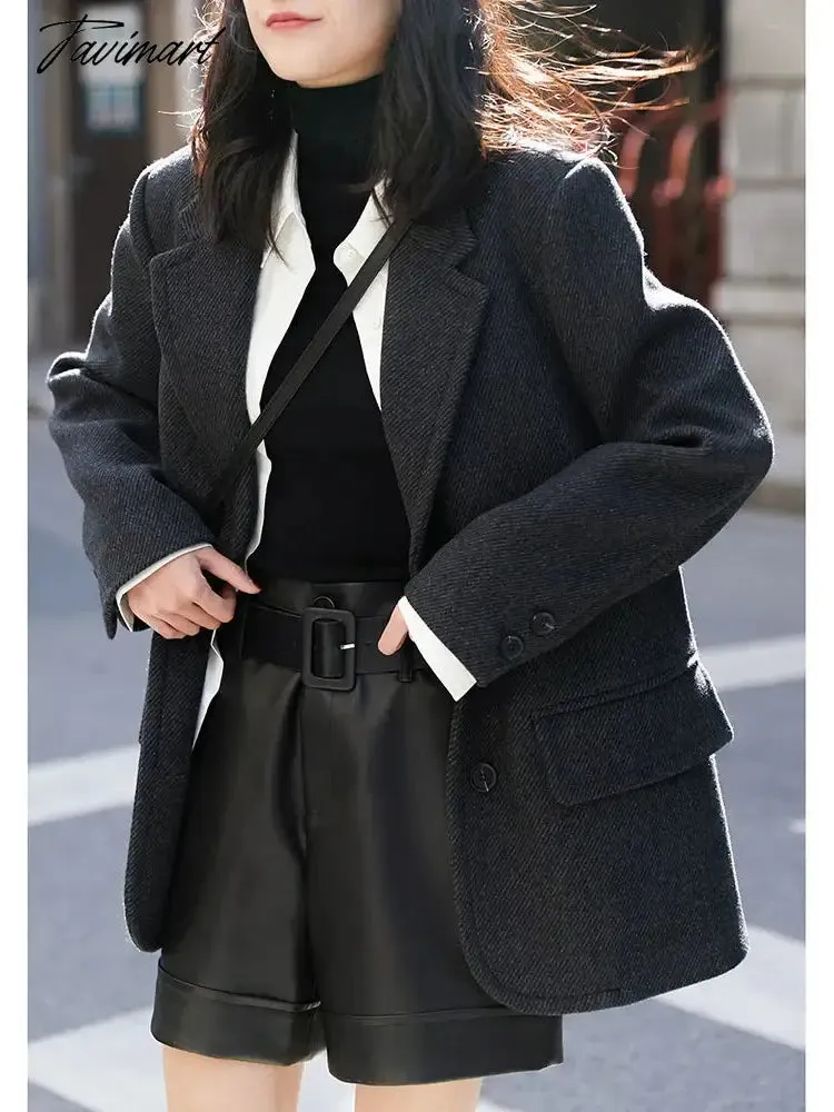 TAVIMART - Slim-Fit Hot Office Lady Women Blazers Woolen Warm All Match Winter Streetwear Elegant New Casual Coats Blazer Women