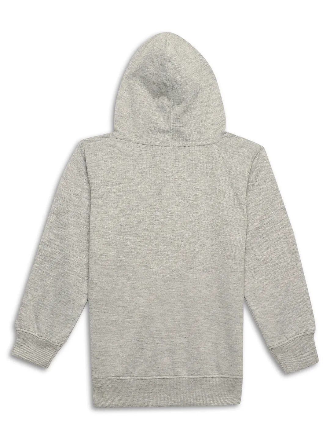 Vimal Jonney Grey Melange Printed Hooded Cotton Fleece Sweatshirt for Kids