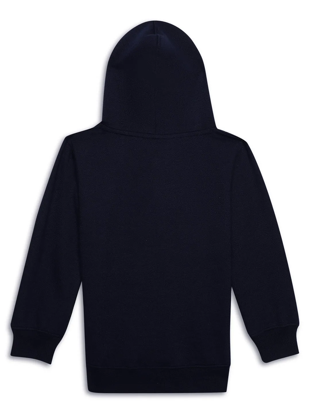 Vimal Jonney Navy Blue Printed Hooded Cotton Fleece Sweatshirt for Kids