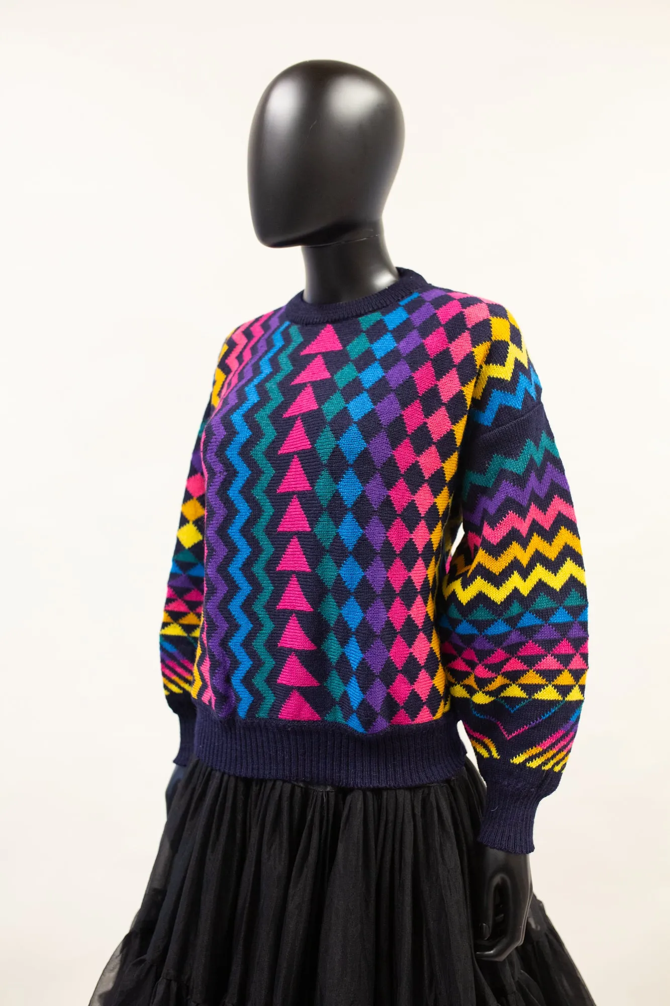 Vintage 1980s Abstract Neon Wool Sweater