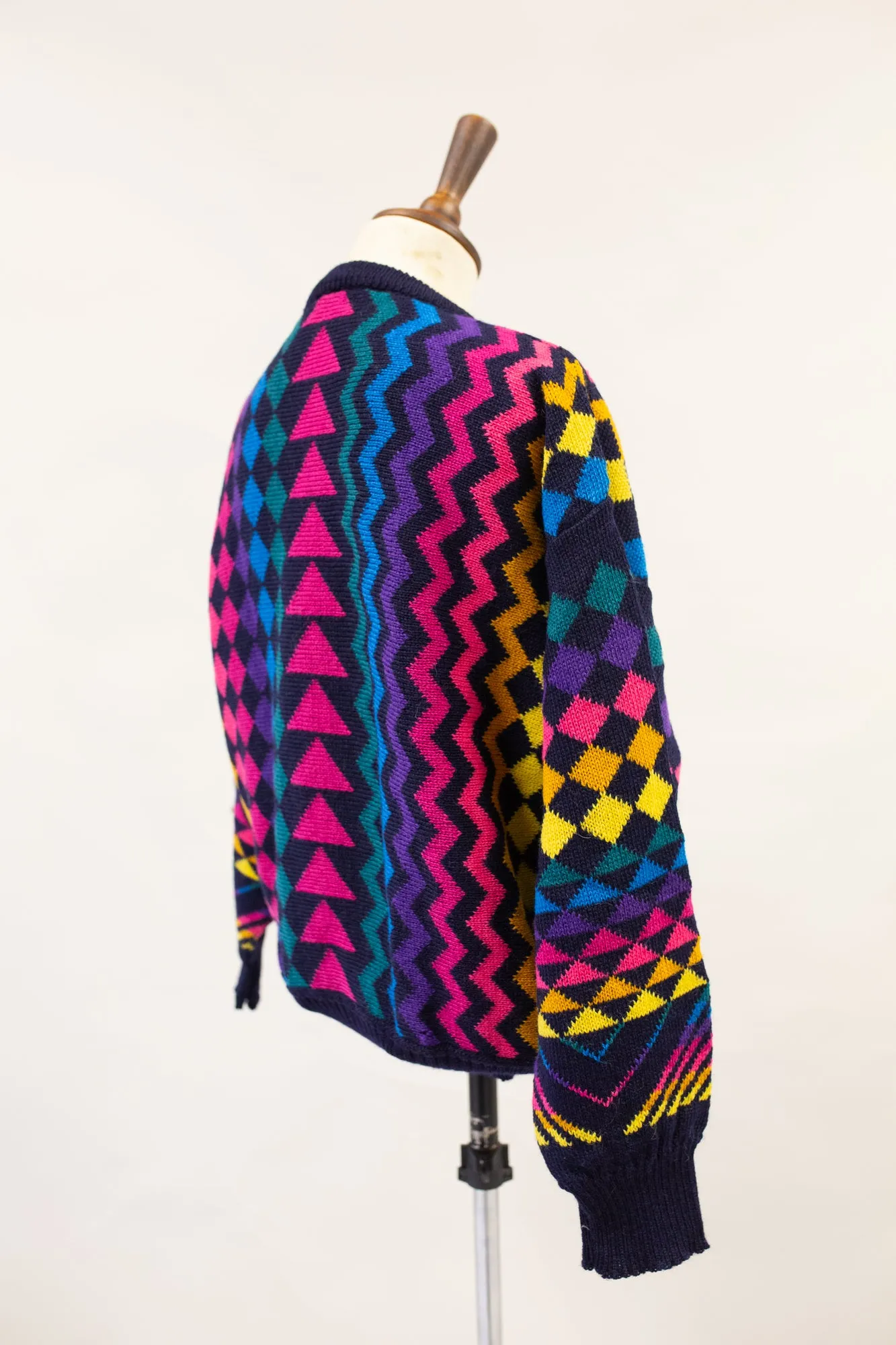 Vintage 1980s Abstract Neon Wool Sweater