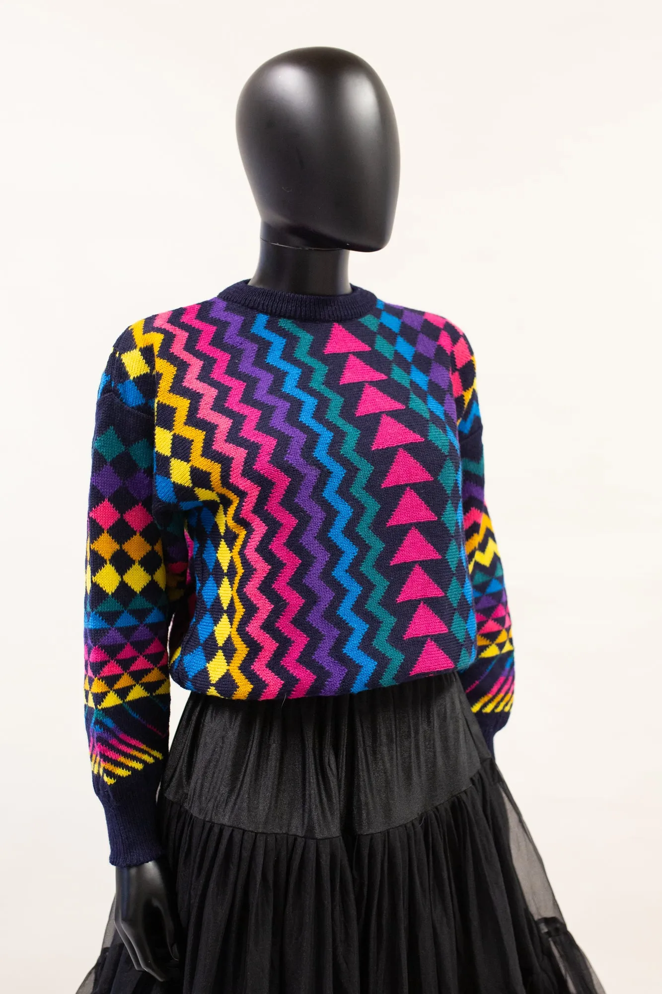 Vintage 1980s Abstract Neon Wool Sweater