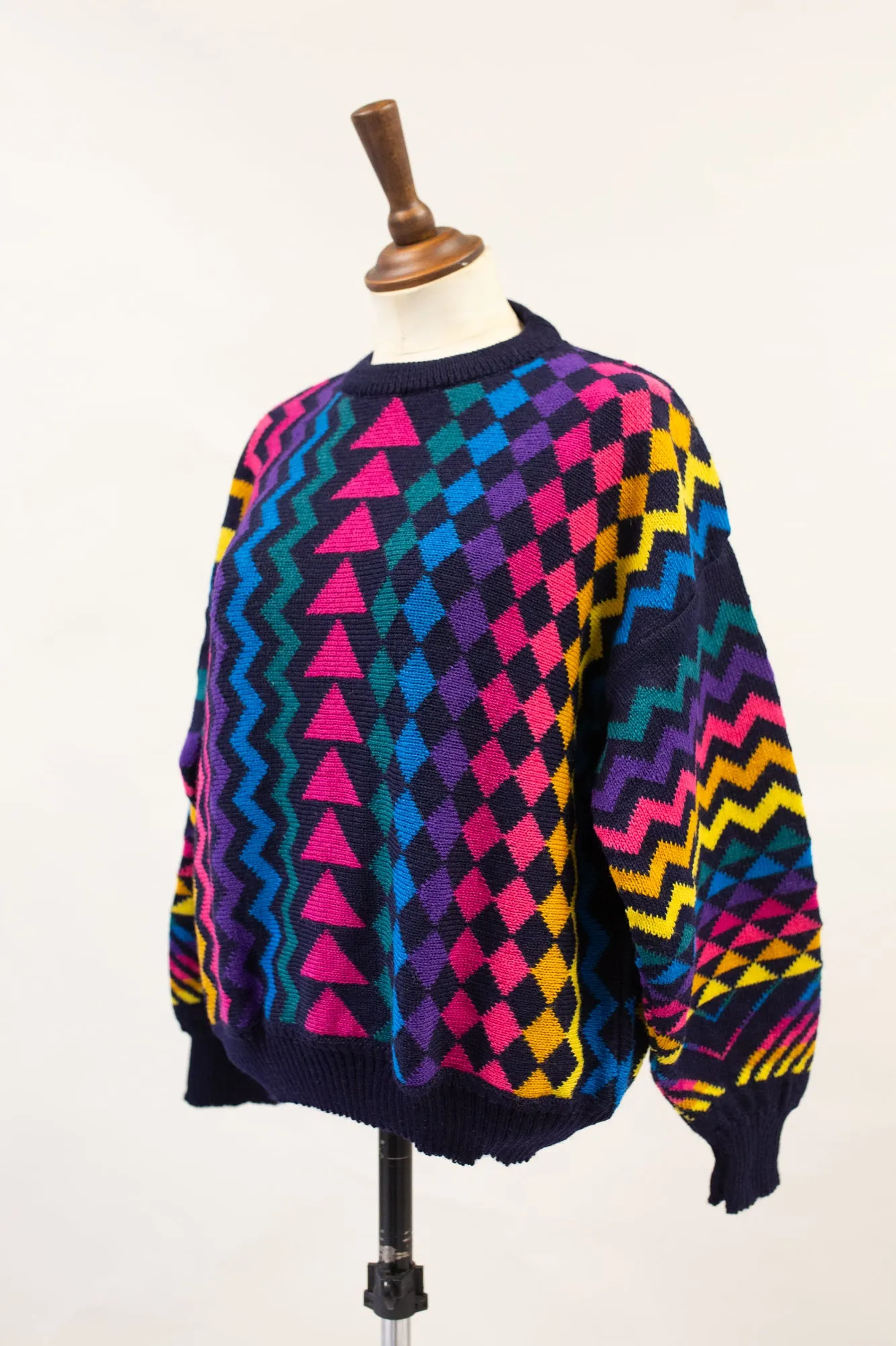 Vintage 1980s Abstract Neon Wool Sweater