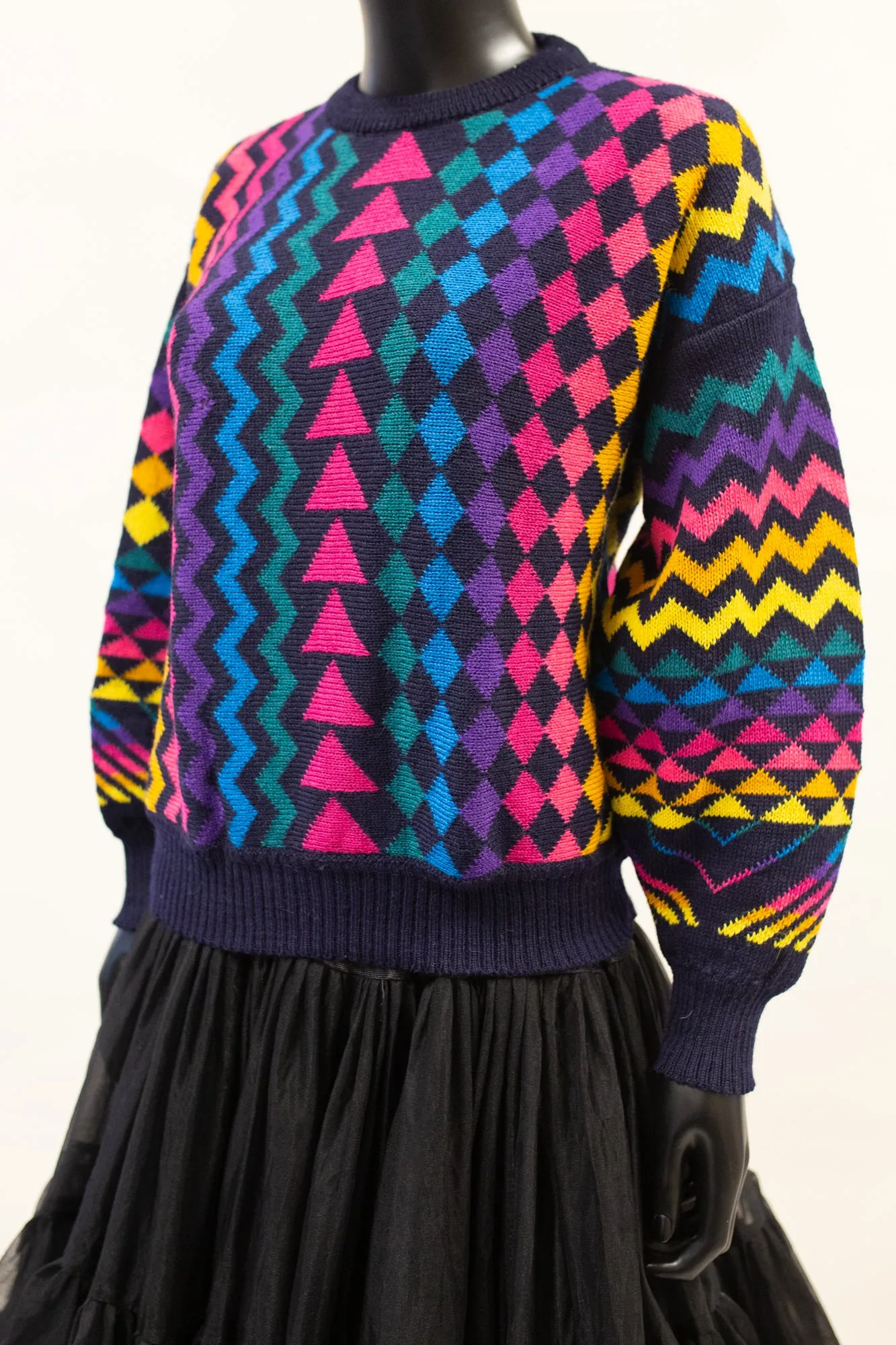 Vintage 1980s Abstract Neon Wool Sweater