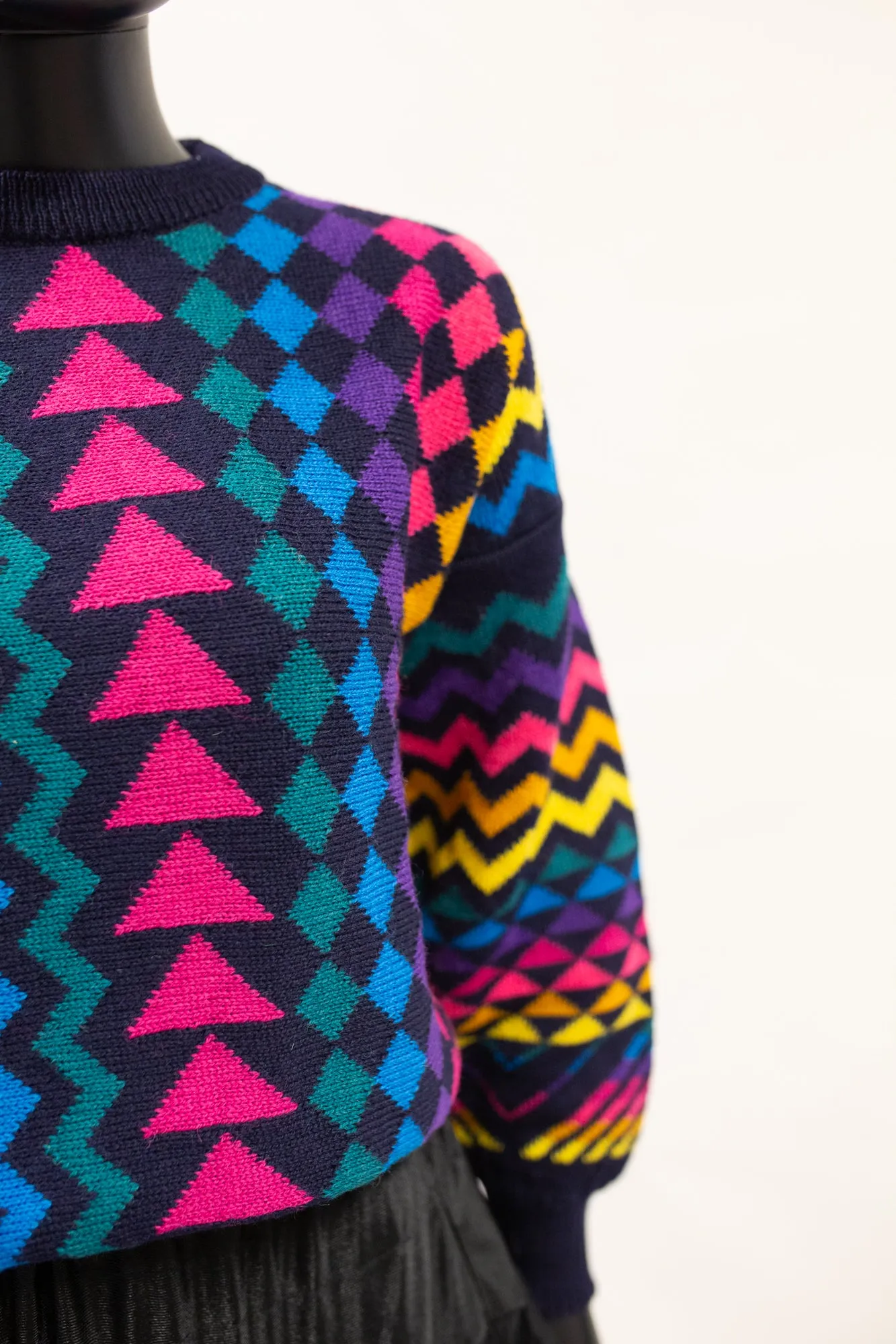 Vintage 1980s Abstract Neon Wool Sweater