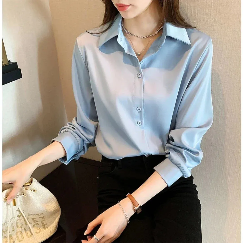 Womens Business Casual Button Front Blouse