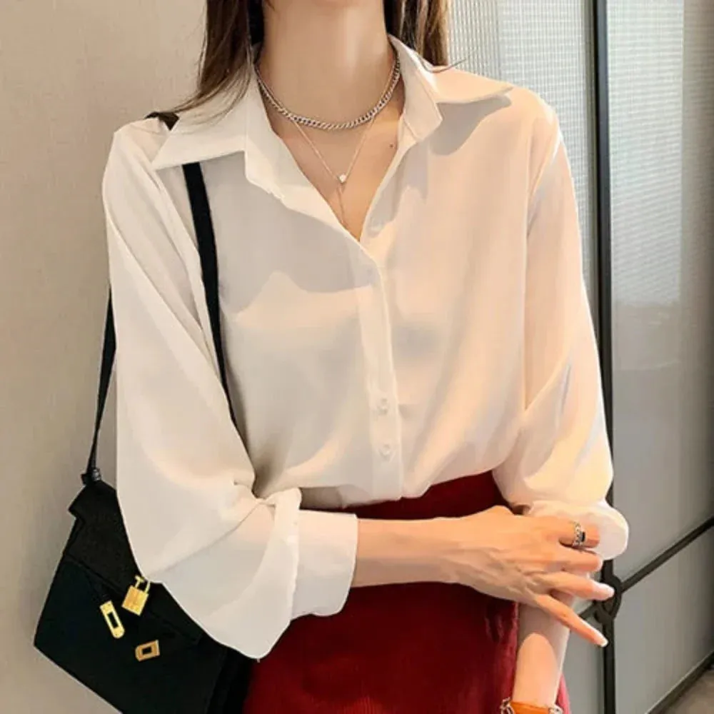 Womens Business Casual Button Front Blouse