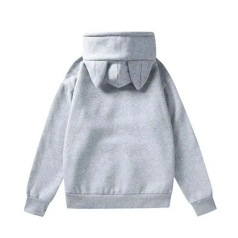 Women's Solid Sweatshirt Pullovers with Cat Ears/Loose Hoodies